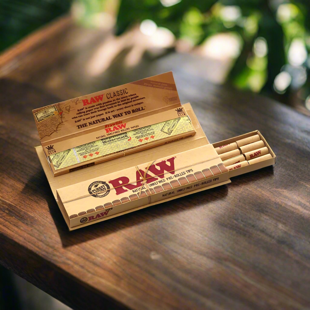 Raw Connoisseur 1 1/4 Size Rolling Papers + Pre Rolled Tips