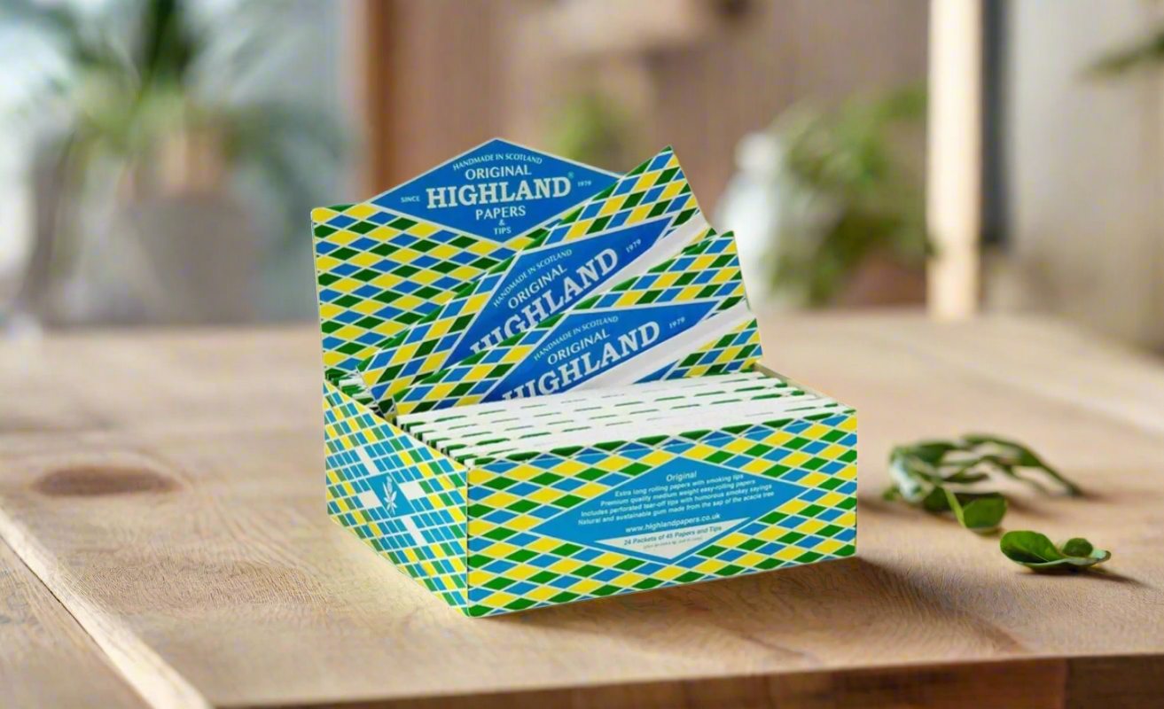 Highland Rolling Papers with Tips (Full Box of 24) Various Designs