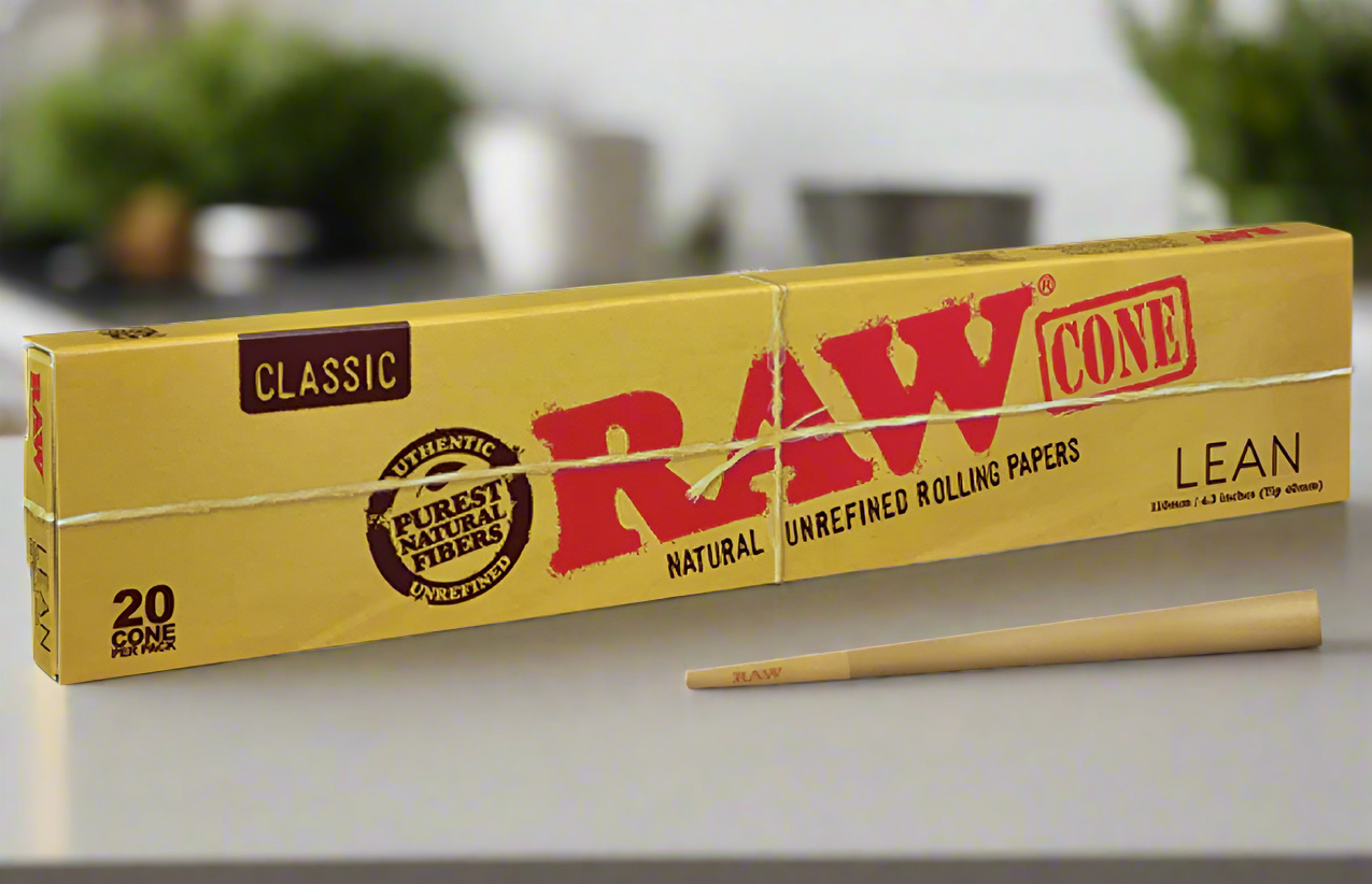 Raw Classic Lean Pre Rolled Cones 20 Pieces Per Pack (Full Box of 12)