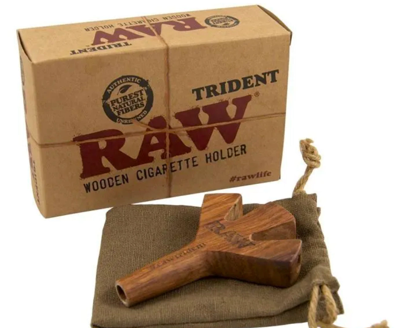 Raw Trident Wooden Cigarette Holder