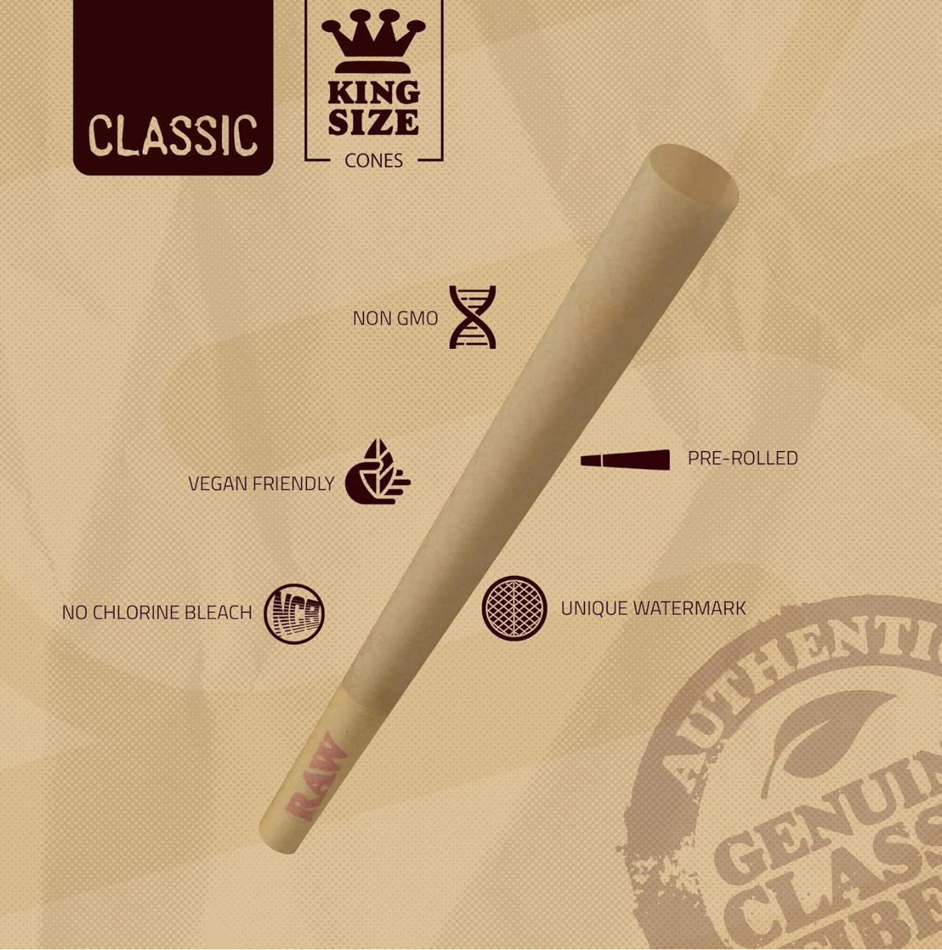 Raw King Size Pre Rolled Cones 32pc