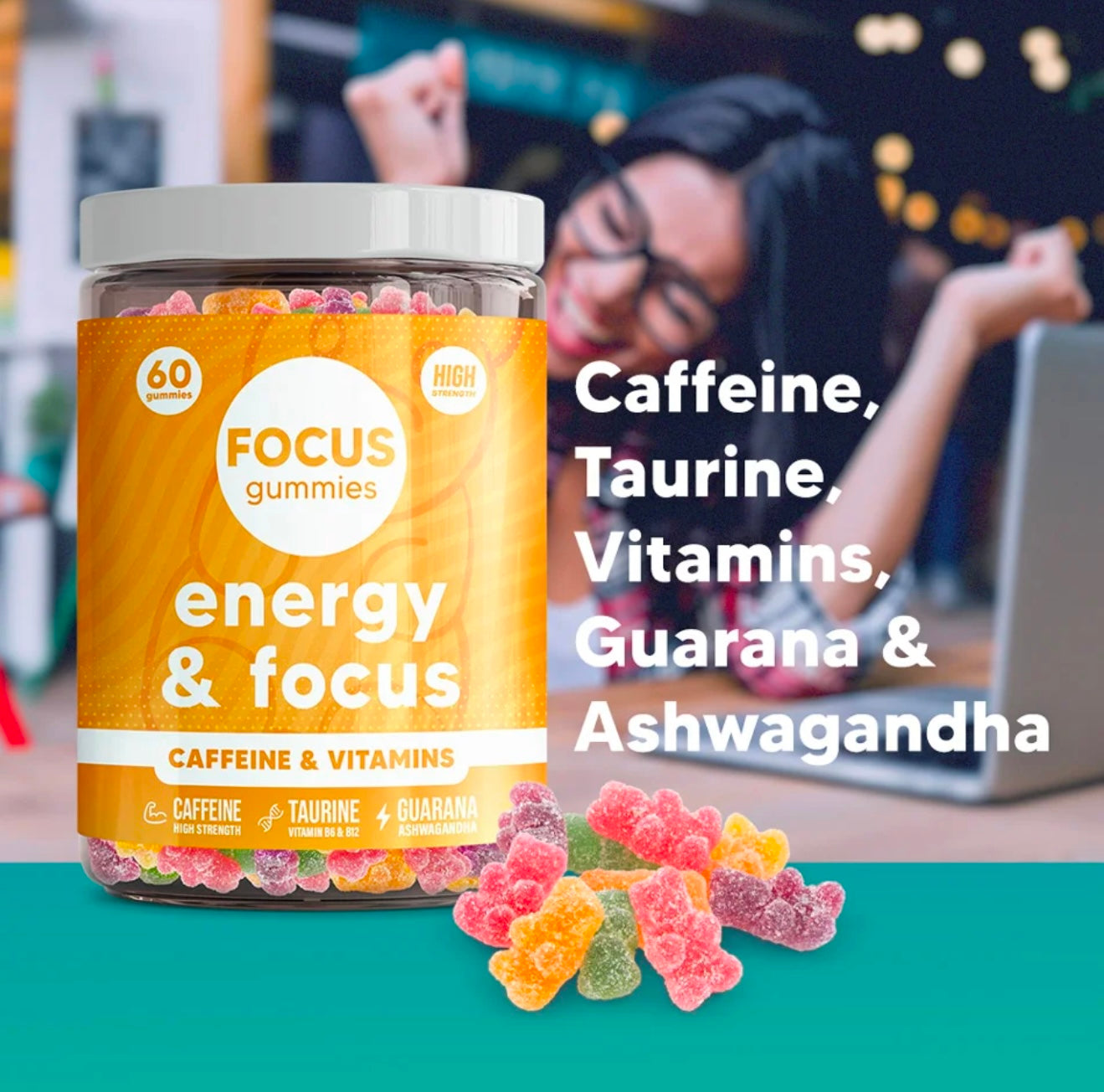 Focus & Energy Gummies High Strength Dynamite Gummies 60 Pack