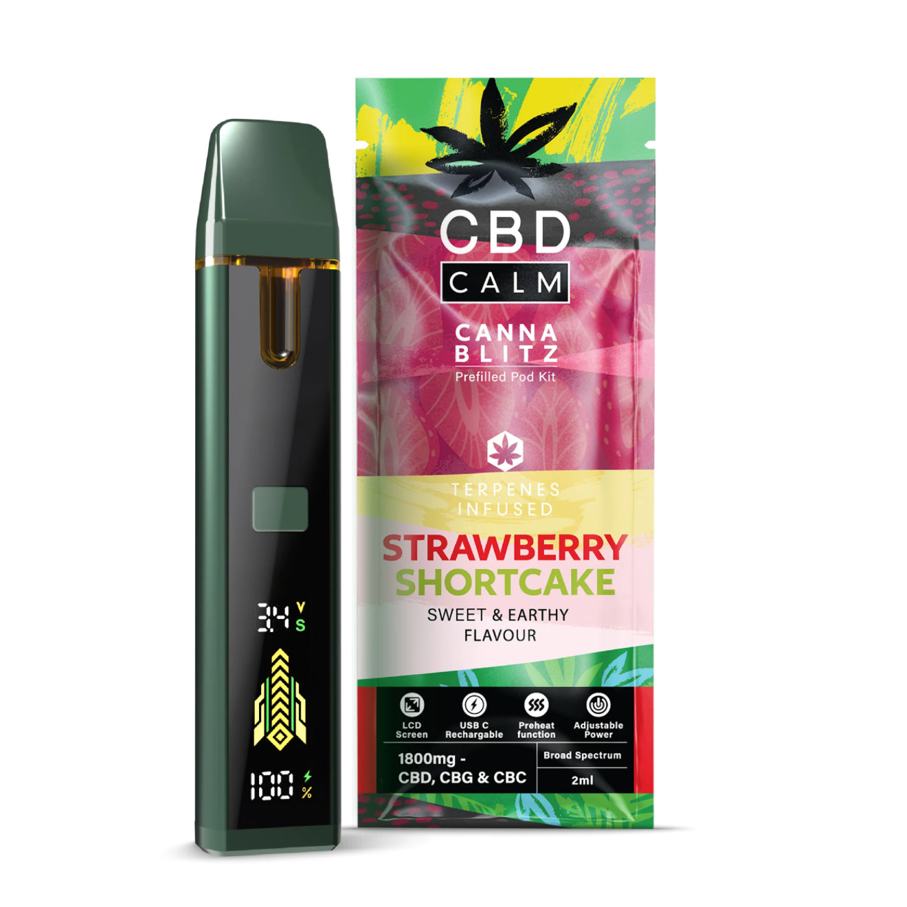 CBD Calm Cannablitz 1800mg Pre-Filled Vape Kit Terpene Infused