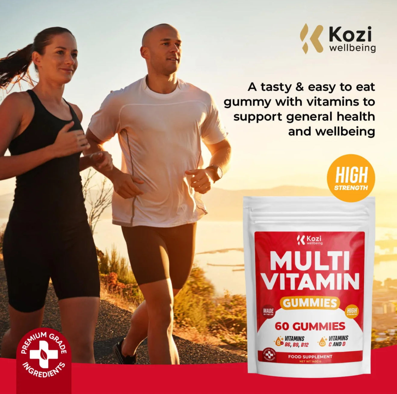 Kozi Wellbeing Health Supplement Multi Vitamin Gummies 60 Pack High Strength