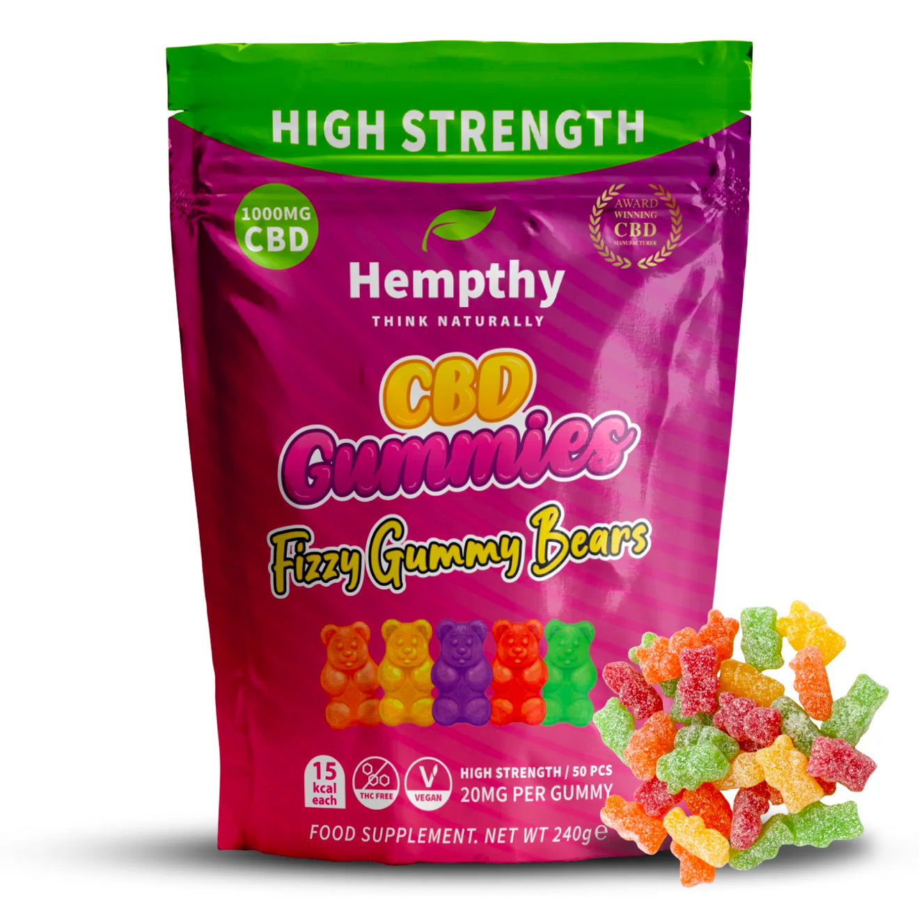 CBD Gummies 1000mg High Strength 50 Pack Various Flavours Vegan Friendly