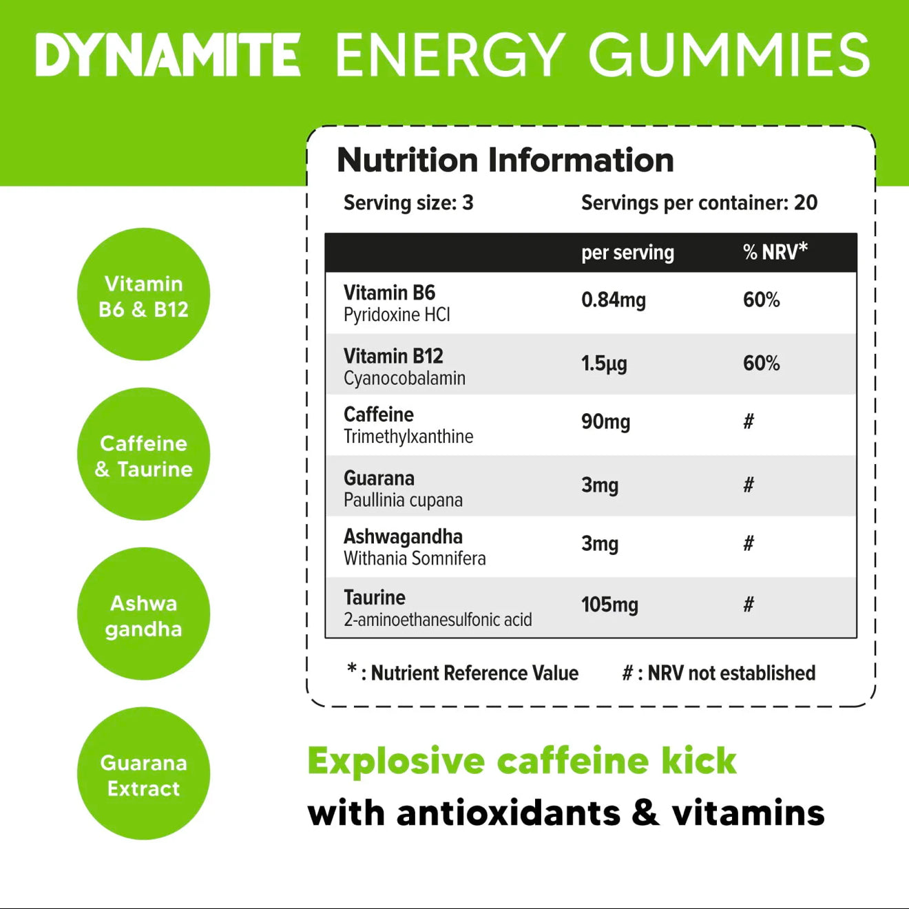 Dynamite Energy Gummies Vegan Friendly Gluten Free 60 Pack