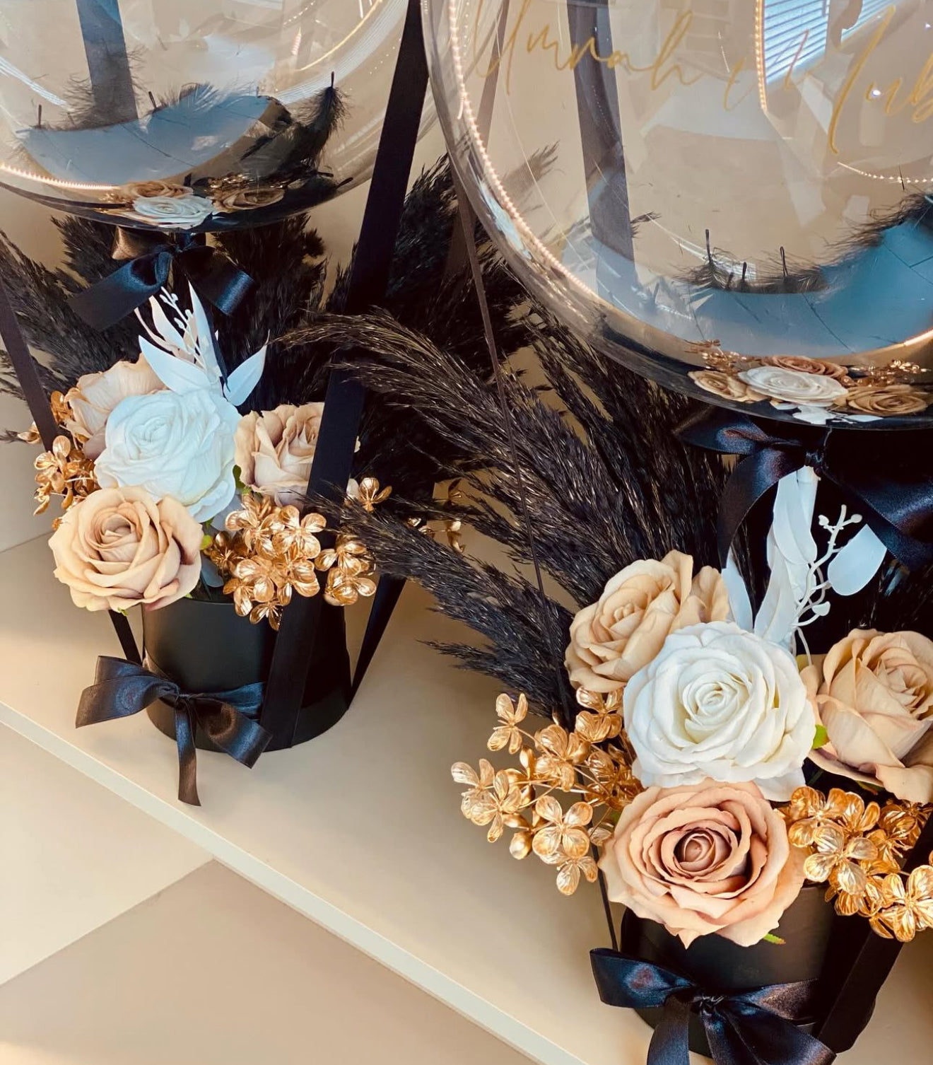Luxury Personalised Flower Bouquet Balloons Bento Cakes & Cupcakes Gift Set