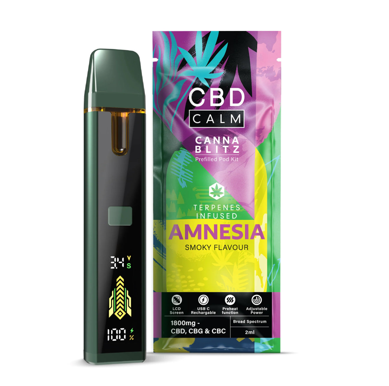 CBD Calm Cannablitz 1800mg Pre-Filled Vape Kit Terpene Infused