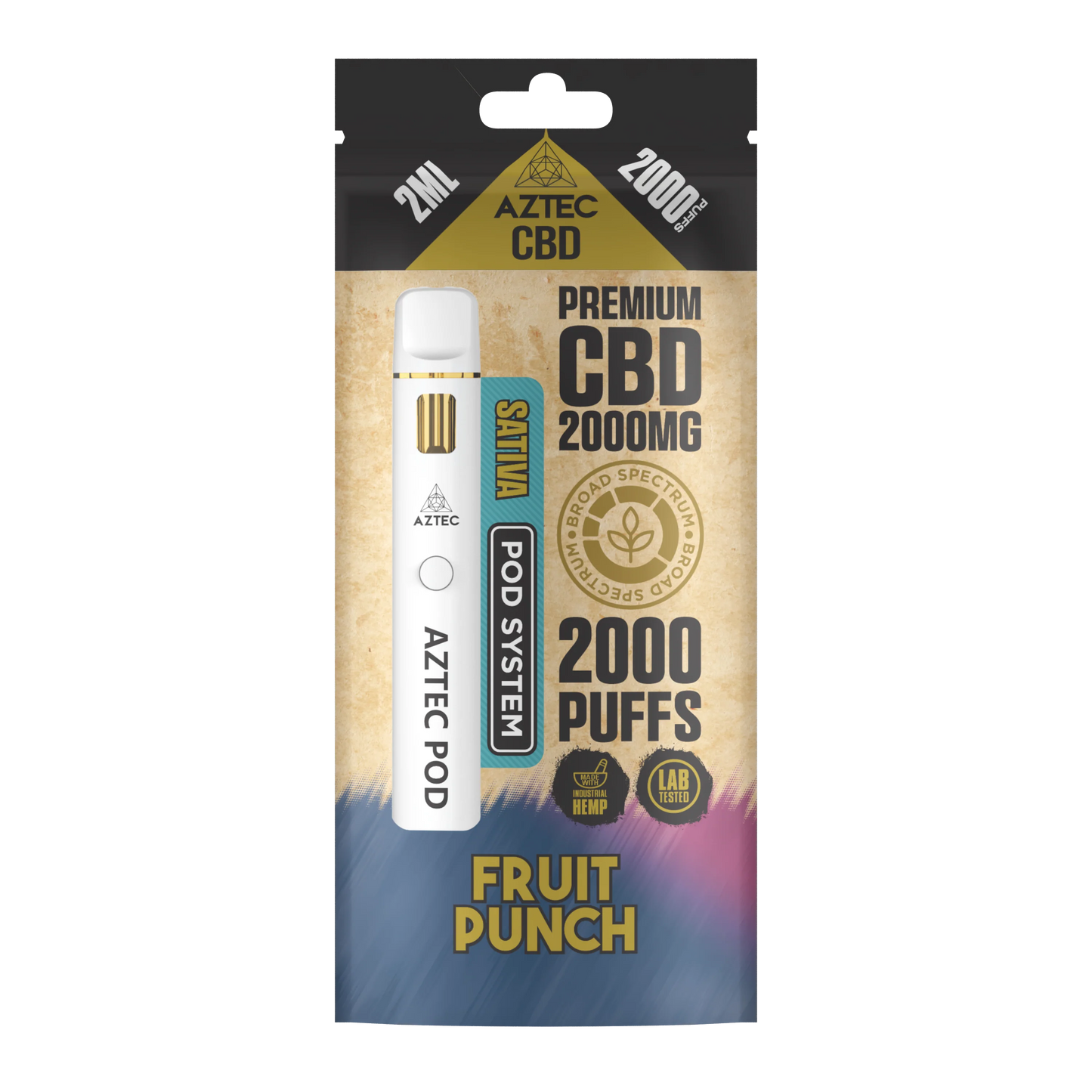Aztec CBD 2000mg Broad Spectrum Pod Vape Kit 2000 Puffs