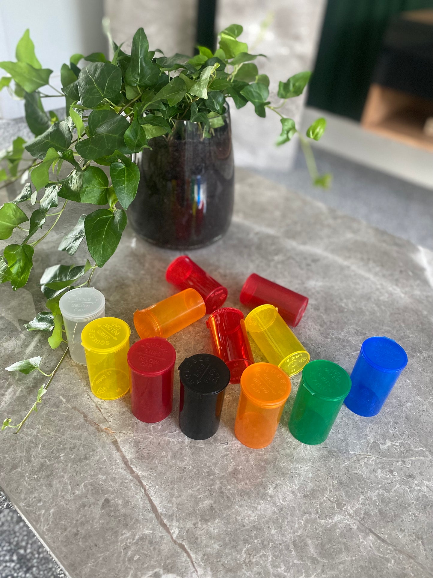 Pop Top Squeeze Pot Container Smell Proof Tubs Medical Grade Medicine Storage