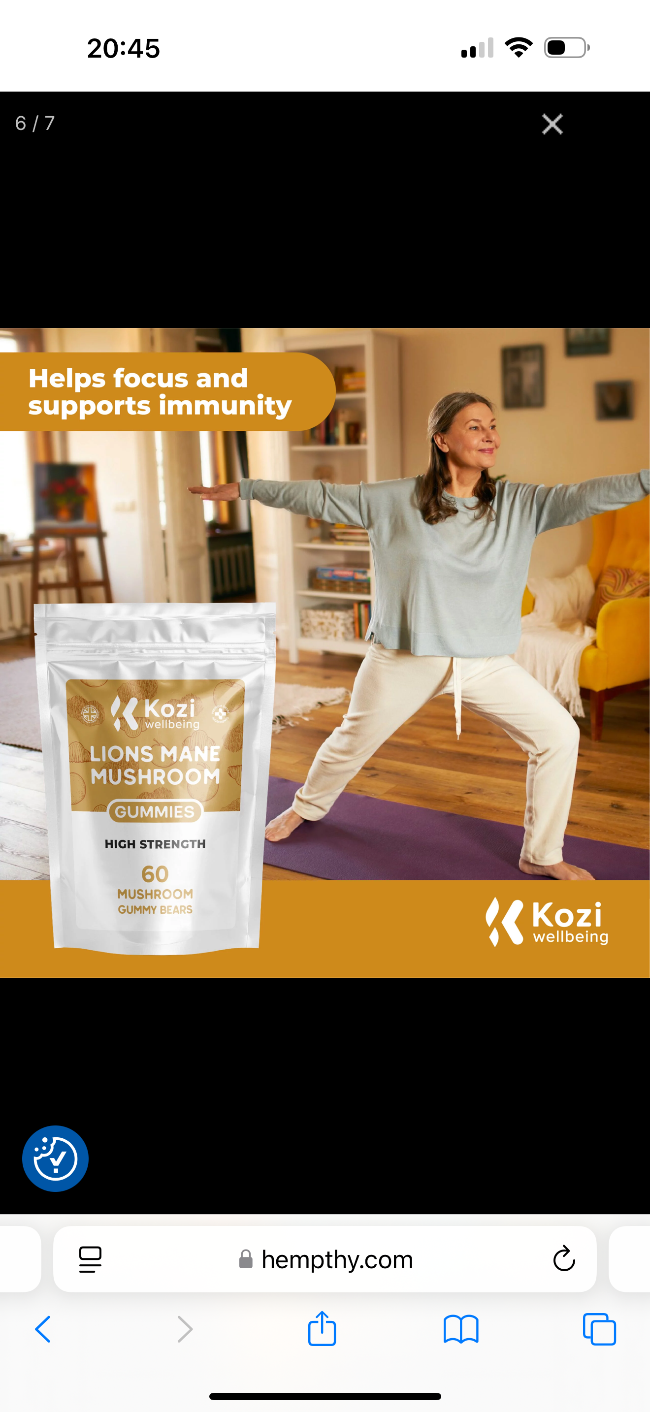 Kozi Wellbeing Health Supplement Lions Mane Mushroom Gummies 60 Pack High Strength