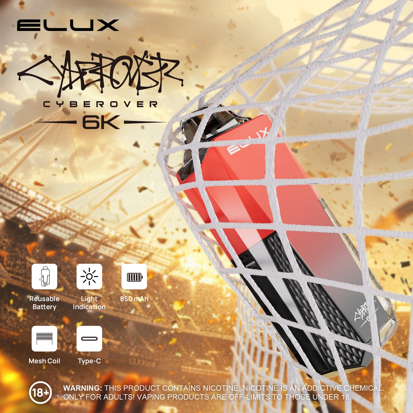 Elux Cyberover 6000 Puff Rechargeable Vape (Pack of 10)