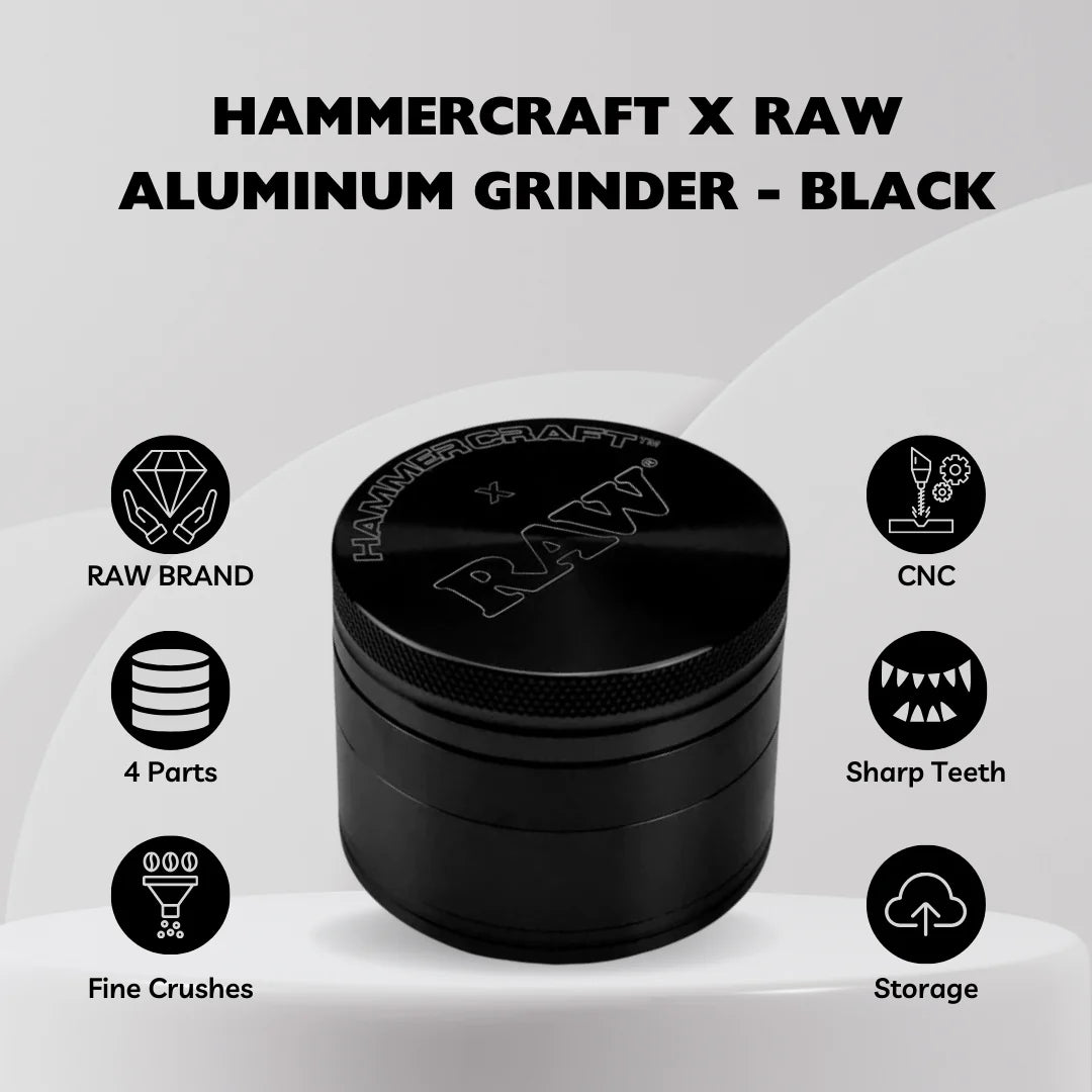 Hammercraft x RAW Aluminium 4 Piece Grinder Handmuller 3 Sizes