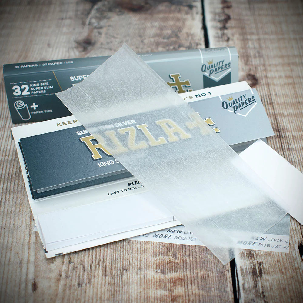 Rizla+ Super Thin King Size Silver Rolling Papers Combi Pack (Full Box of 24)