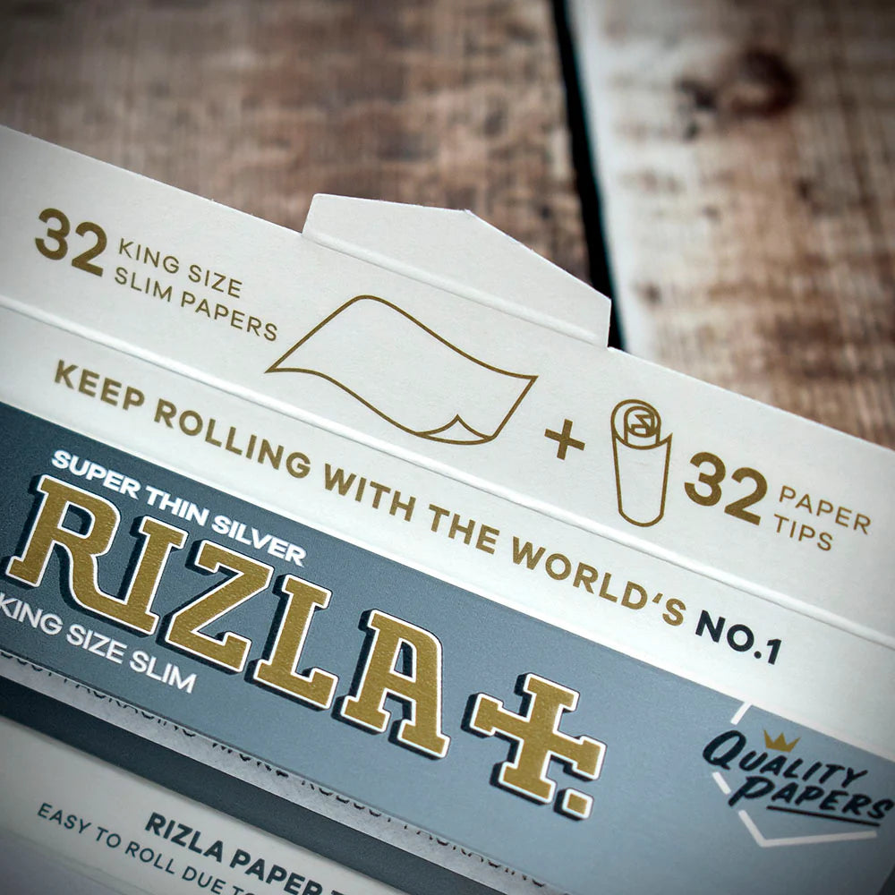 Rizla+ Super Thin King Size Silver Rolling Papers Combi Pack (Full Box of 24)