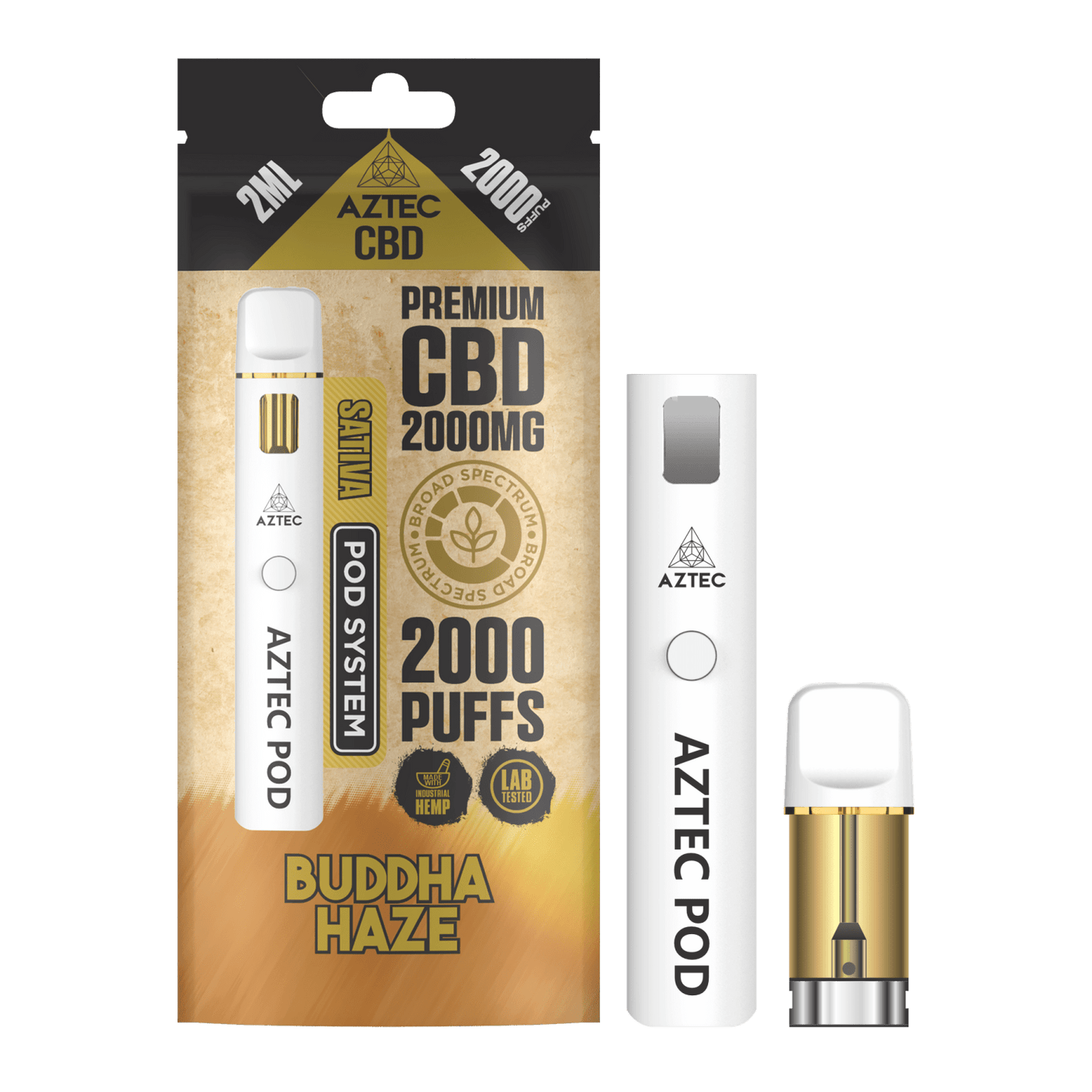Aztec CBD 2000mg Broad Spectrum Pod Vape Kit 2000 Puffs