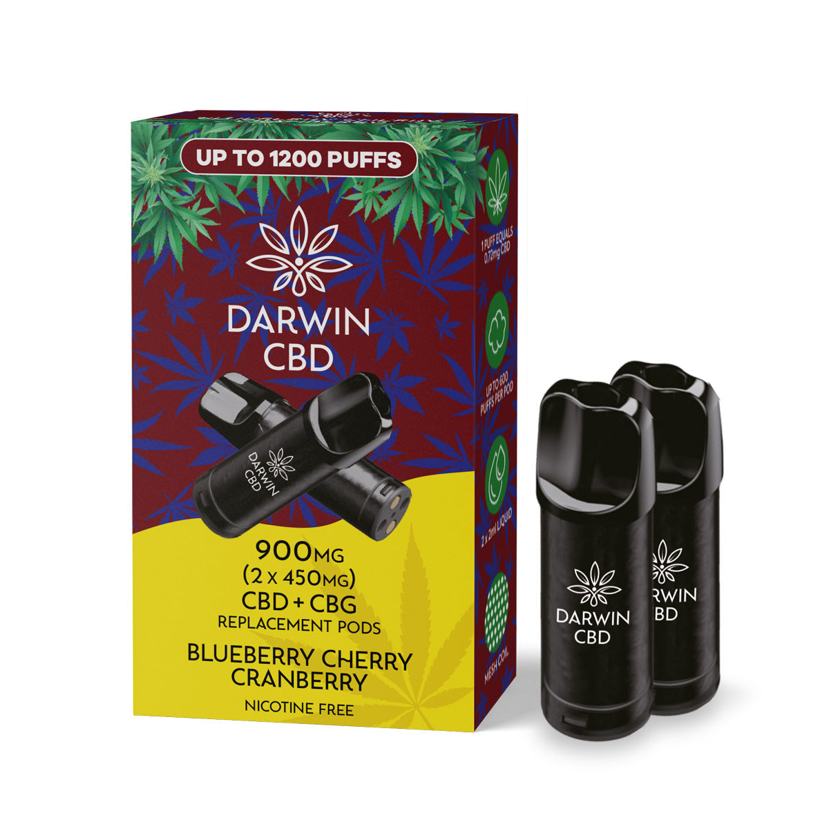 Darwin CBD (2x450mg) CBD Replacement Pods 1,200 Puffs