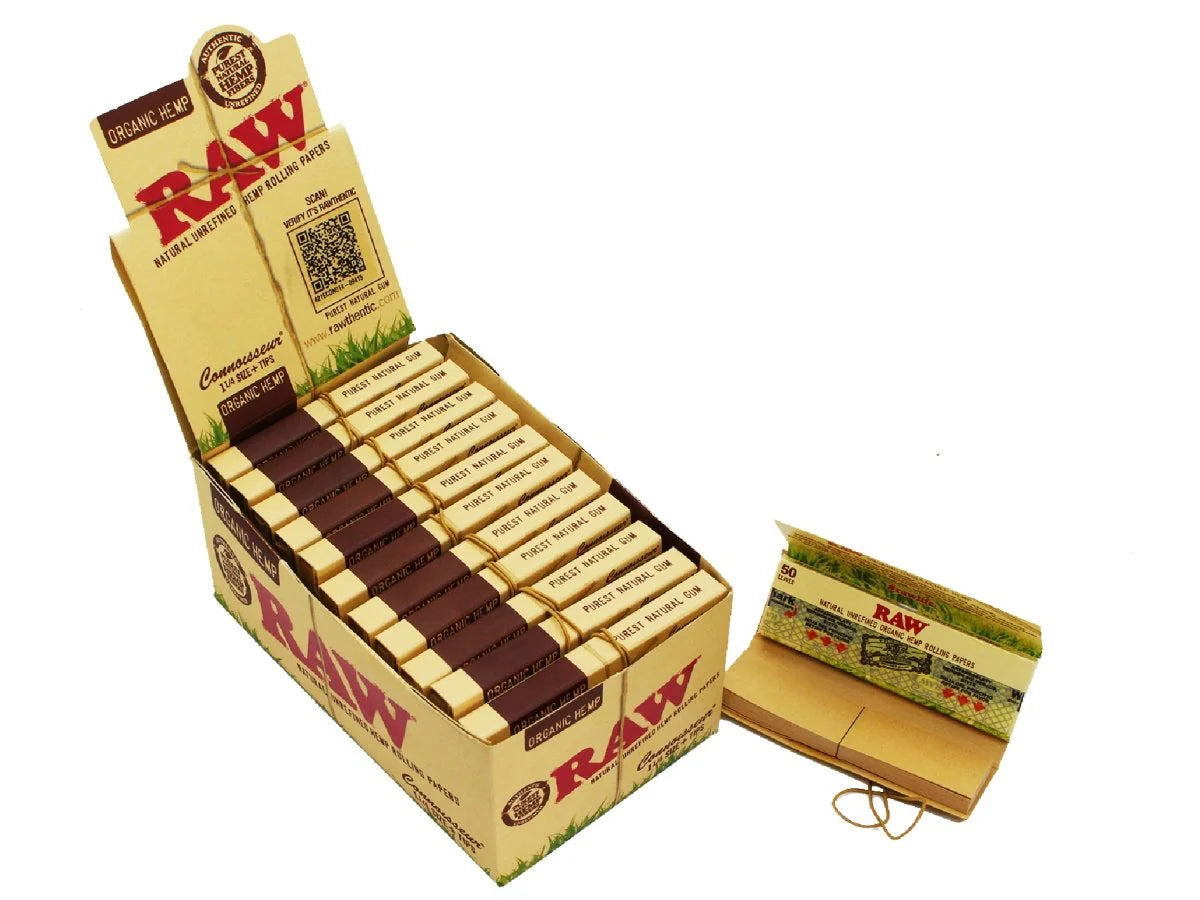Raw Rolling Papers Connoisseur 1 1/4 Size + Tips