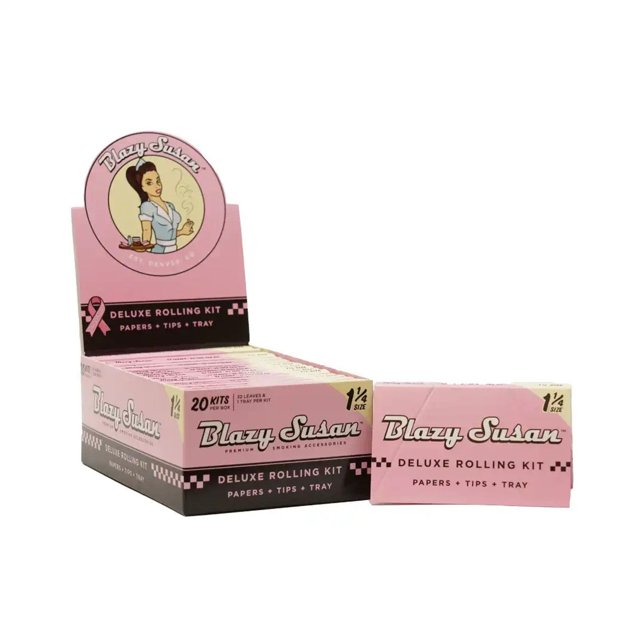 Blazy Susan King Size Slim Deluxe Rolling Kit Papers Tips Tray (Pack of 20)