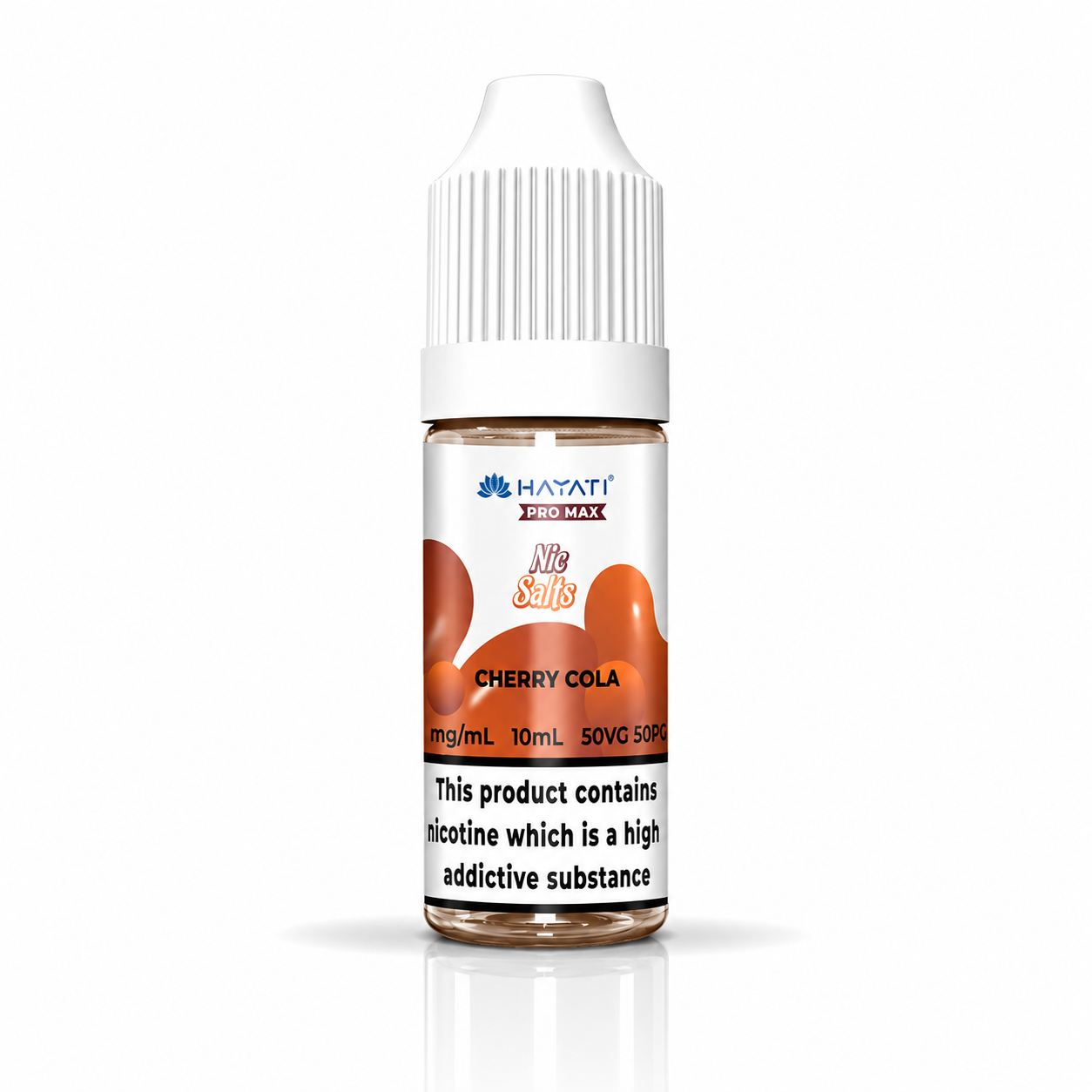 Hayati Pro Max nic salt bottle displayed on a pure white background with clear label detailing.