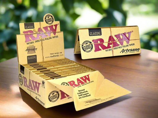 Raw Artesano King Size Slim Rolling Papers Tray Tips x 1 Booklet