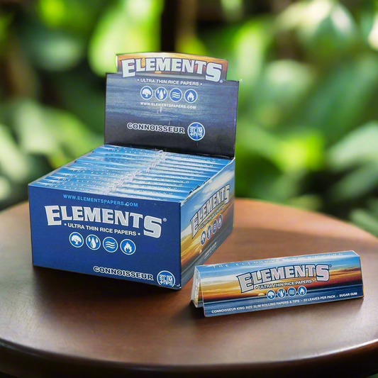 Elements Connoisseur King Size Rolling Papers & Tips (Full Box of 24)