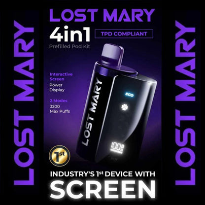 Lost Mary 3200 Puffs 4 in 1 Pre-filled Pod Vape Kit