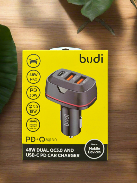 Budi 48W Dual USB-C PD Car Charger