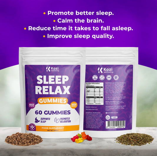 Kozi Wellbeing Health Supplement Sleep Relax Gummies 60 Pack High Strength