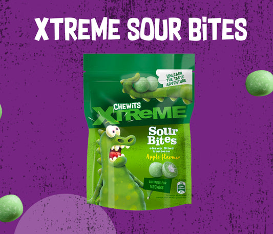 Chewits Xtreme Sour Bites Apple Flavour 115g (Box of 10)