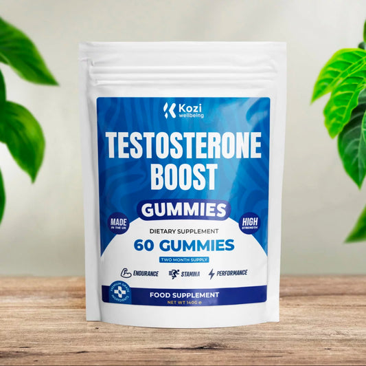 Kozi Wellbeing Health Supplement Testosterone Boost Gummies 60 Pack High Strength