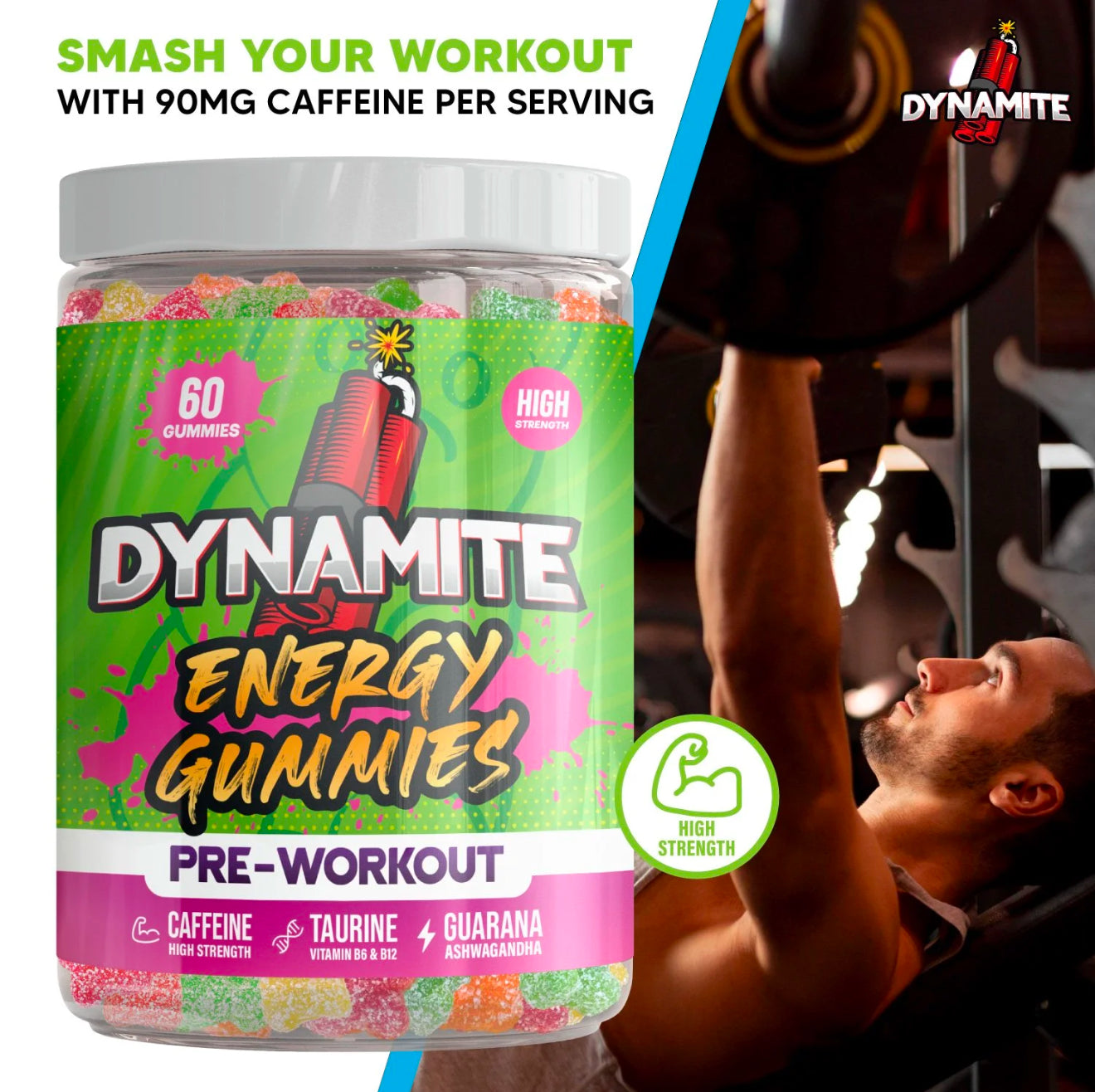 Dynamite Energy Gummies Vegan Friendly Gluten Free 60 Pack