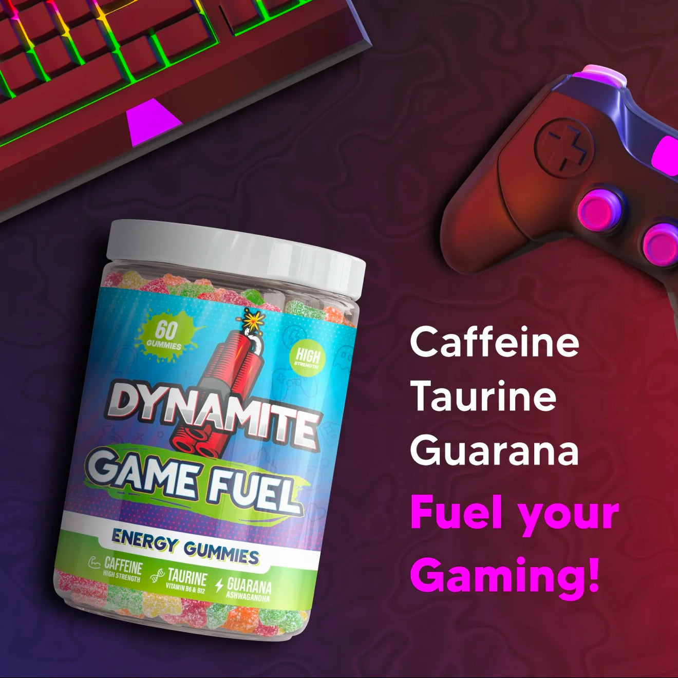 Dynamite Energy Gummies Vegan Friendly Gluten Free 60 Pack