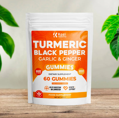 Kozi Wellbeing Health Supplement Turmeric Black Pepper Gummies 60 Pack High Strength