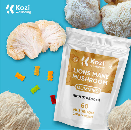 Kozi Wellbeing Health Supplement Lions Mane Mushroom Gummies 60 Pack High Strength