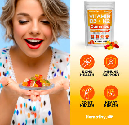 Hempthy Vitamin D3 & K2 Gummies 90 Pack
