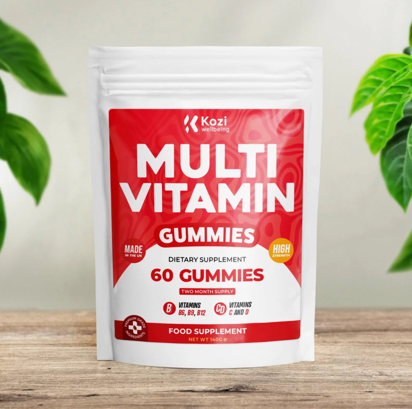 Kozi Wellbeing Health Supplement Multi Vitamin Gummies 60 Pack High Strength