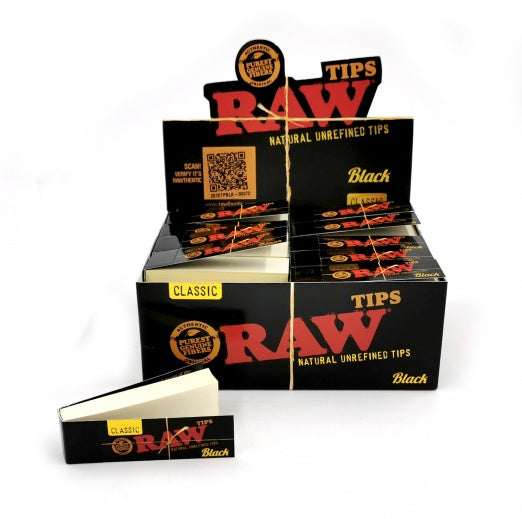 Raw Authentic Black Tips 50 Tips Per Booklet x 1 Booklet