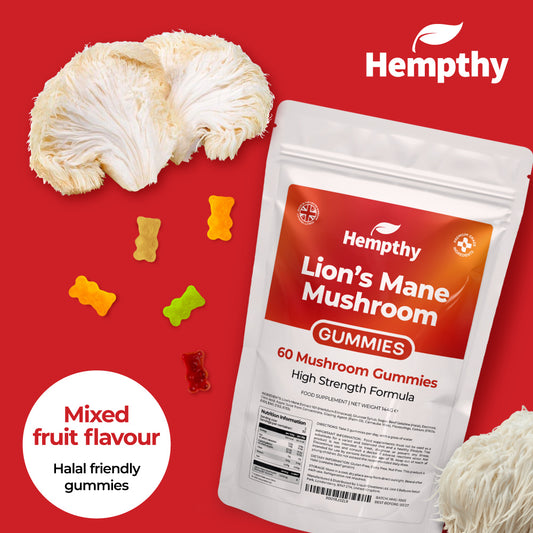 Hempthy Health Supplement Lions Mane Mushroom Gummies 60 Pack High Strength Premium Grade