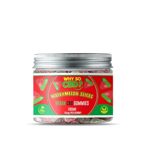 Why So CBD? Vegan CBD Broad Spectrum Gummies 1000mg 240g Tubs Watermelon Slices 32mg Per Gummy
