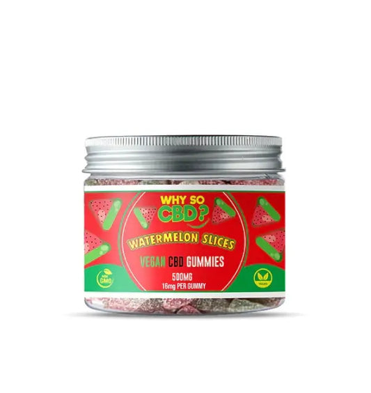 Why So CBD? Vegan CBD Broad Spectrum Gummies 1000mg 240g Tubs Watermelon Slices 32mg Per Gummy