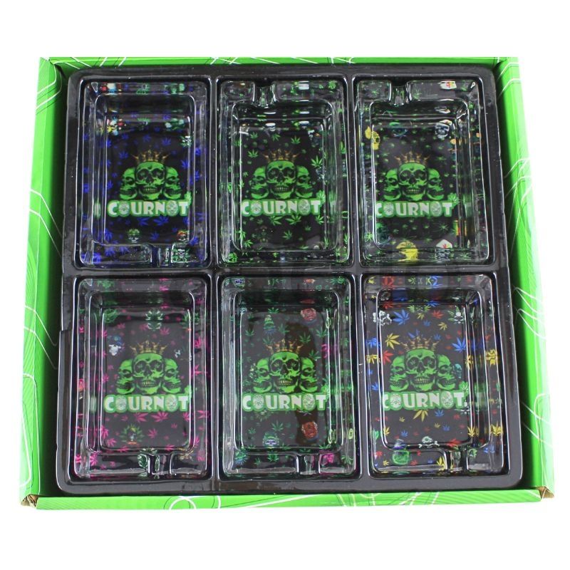 Cournot Skull Rectangle Glass Ashtray - Assorted