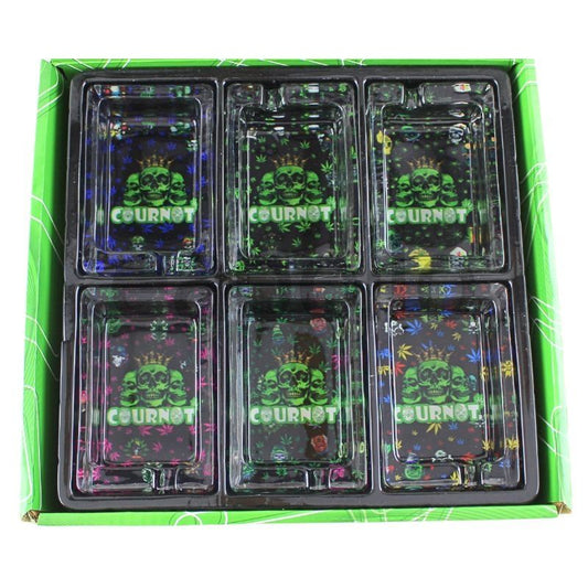 Cournot Skull Rectangle Glass Ashtray - Assorted