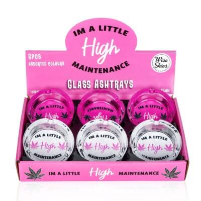 Wise Skies High Maintenance Glass Ashtrays - Assorted