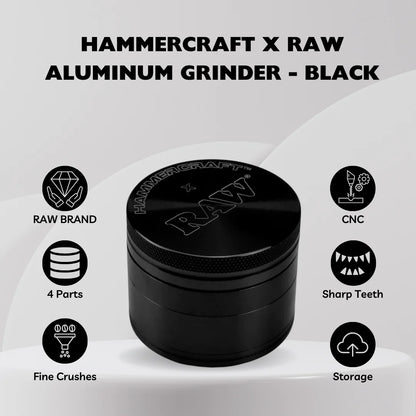 Hammercraft x RAW Aluminium 4 Piece Grinder Handmuller 3 Sizes