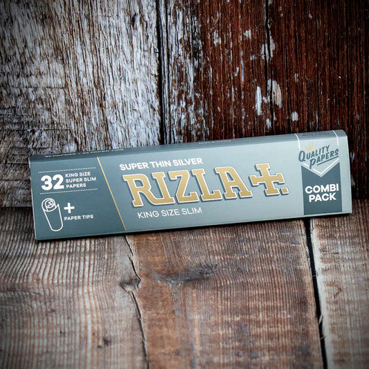 Rizla+ Super Thin King Size Silver Rolling Papers Combi Pack (Full Box of 24)