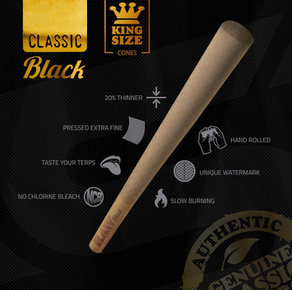 Raw Black Classic King Size Pre Rolled Cones 20pcs