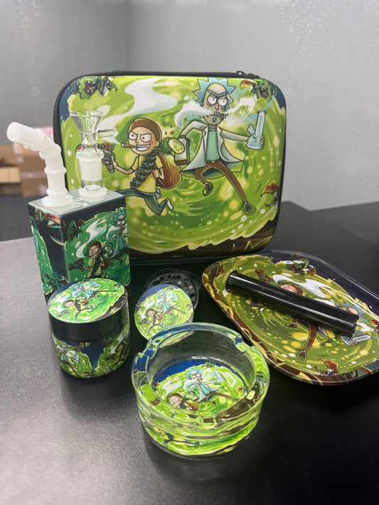 Smokers Gift Set 6pcs Bong Grinder Stash Tub Ashtray Cone Holder & Tray