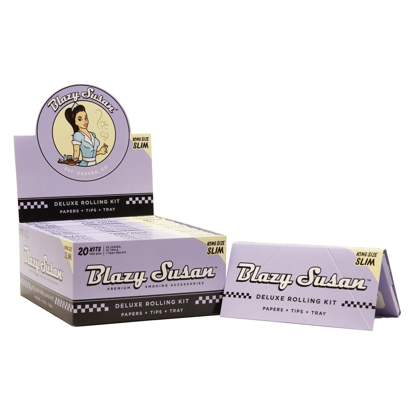 Blazy Susan King Size Slim Deluxe Rolling Kit Papers Tips Tray x 1 Packet