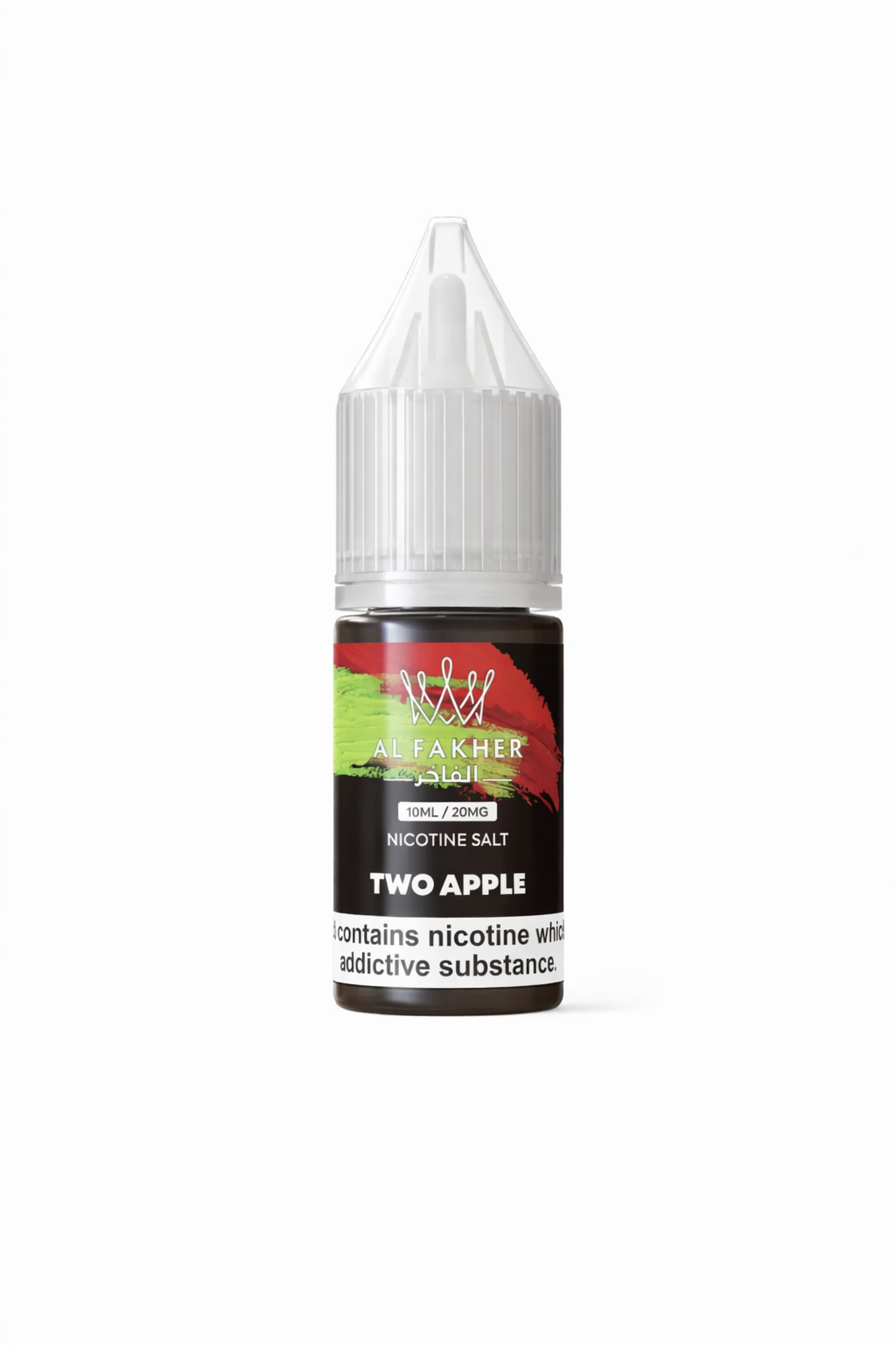 Al Fakher Nicotine Salt 10ml bottle shown upright on a plain background with branded label and safety warning visible.